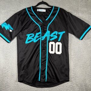 Mr. Beast Baseball Jersey Sz Small Limited Edition Blue Black